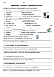 English Worksheet: Relative Clauses exercises