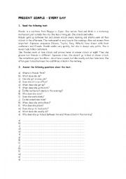 English Worksheet: Reading comprehension and Present Simple