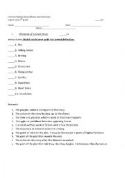 English Worksheet: Elements of a short story