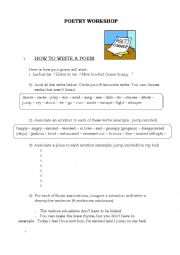 English Worksheet: Poetry workshop - 2 sessions