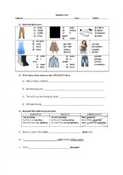English Worksheet: Present Progressive + clothes