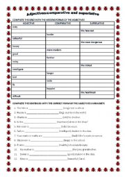 English Worksheet: Adjectives:comparative and superlative