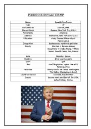 English Worksheet: Introduce Donald Trump