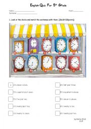 English Worksheet: time quiz