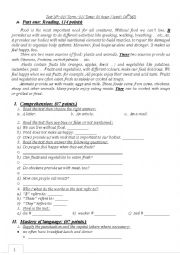 English Worksheet: Food