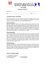 English Worksheet: diagnostic exam