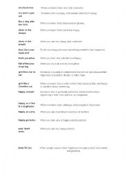 English Worksheet: happy vs. sad idiomatic expressions