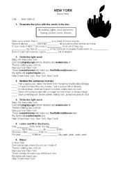 English Worksheet: New York by Alycia Keys