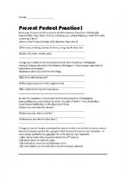 English Worksheet: Present Perfect Practice