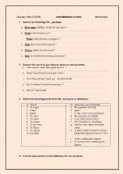 English Worksheet: consolidation activities