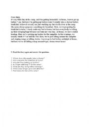 English Worksheet: Dear diary 