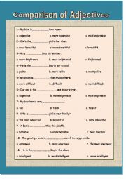 English Worksheet: comparison of adjectives