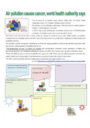 English Worksheet: AIR POLLUTION AND CANCER