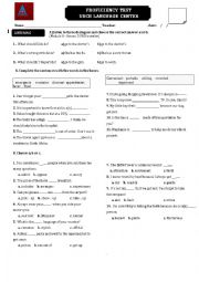 English Worksheet: PROFICIENCY TEST