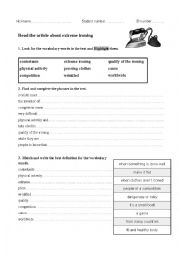 English Worksheet: Extreme Ironing