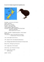 English Worksheet: Use the following information to talk about New Zealand