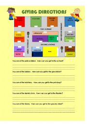 English Worksheet: Giving directions