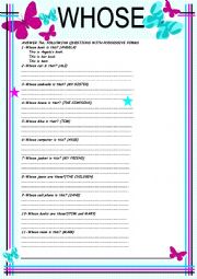 English Worksheet: whose