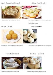 English Worksheet: Compare 6 Kinds of Chinese Dumplings 