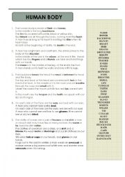 English Worksheet: HUMAN BODY 