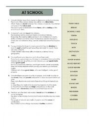 English Worksheet: AT SCHOOL