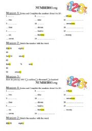 English Worksheet: Numbers