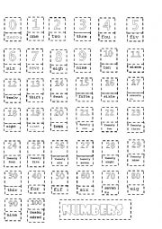English Worksheet: numbers from 1 to 100 cut paste color