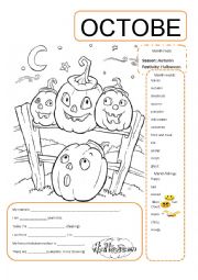 English Worksheet: October Divider