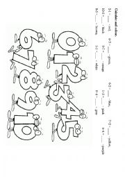 English Worksheet: Colours & numbers (1-10)