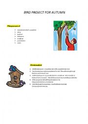 English Worksheet: Bird project 