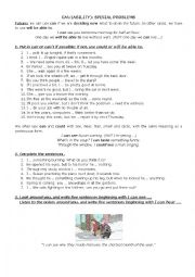 English Worksheet: Can (Ability) Special Problems