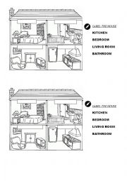 English Worksheet: rooms in the house