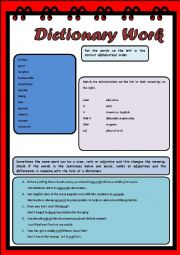 English Worksheet: Dictionary Work