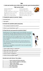 English Worksheet: Sporty People