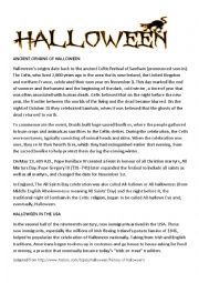 English Worksheet: Ancient Origins of Halloween