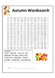 English Worksheet: Autumn wordsearch