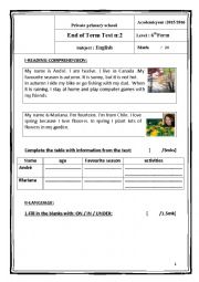 English Worksheet: 6th form exam 2nd term (tunisian program)