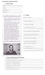 English Worksheet: Reading Comprehension