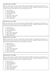 English Worksheet: Reading comprehension