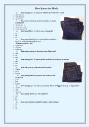 How jeans are made video worksheet,  Passive Voice