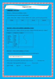 English Worksheet: diagnostic test