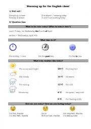 English Worksheet: Warming up activity / Back to school 