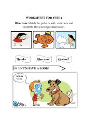 English Worksheet: sneezing worksheet
