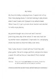 English Worksheet: My hobby