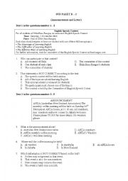 English Worksheet: Announcement and Descriptive Text - Multiple Choice Exercise