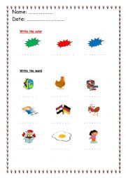 English Worksheet: alphabet words a : k 