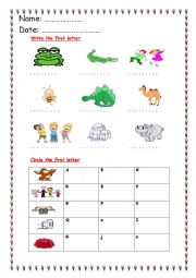 English Worksheet: phonics a : k