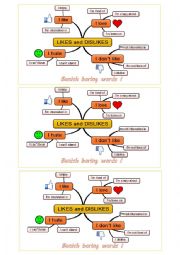 English Worksheet: Likes and dislikes - Bonish boring words