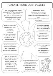 English Worksheet: CREATE YOUR OWN PLANET