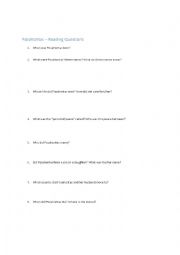 English Worksheet: Pocahontas Comprehension Questions